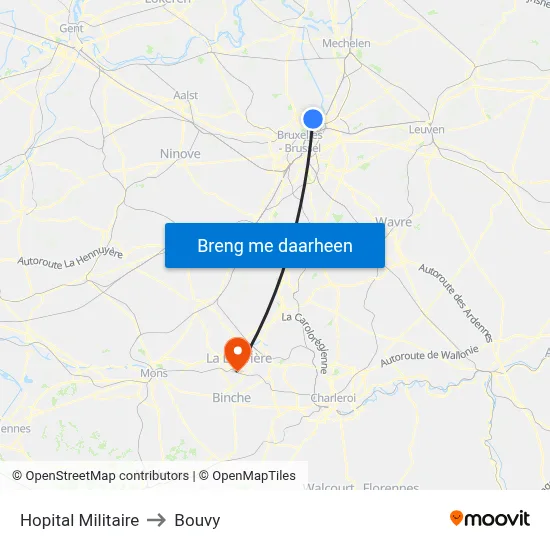Hopital Militaire to Bouvy map