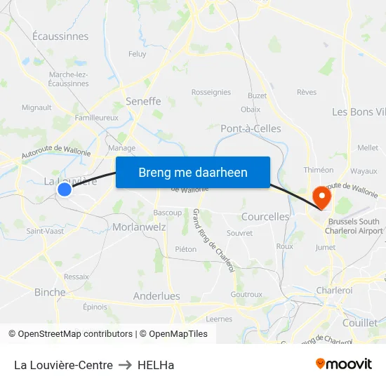 La Louvière-Centre to HELHa map