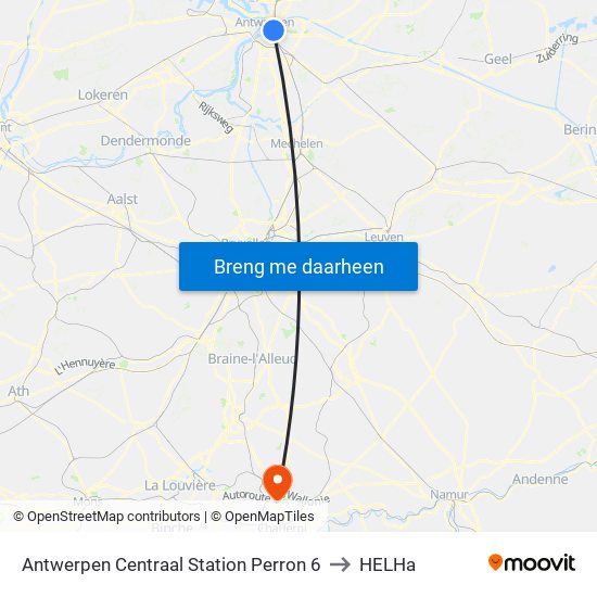 Antwerpen Centraal Station Perron 6 to HELHa map