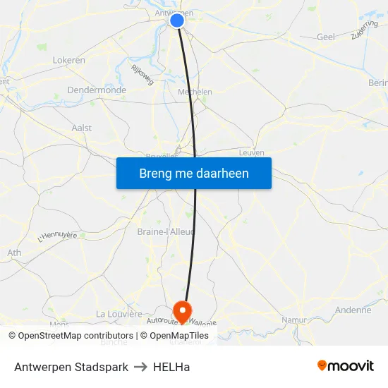 Antwerpen Stadspark to HELHa map