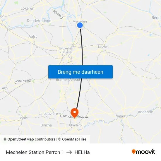Mechelen Station Perron 1 to HELHa map