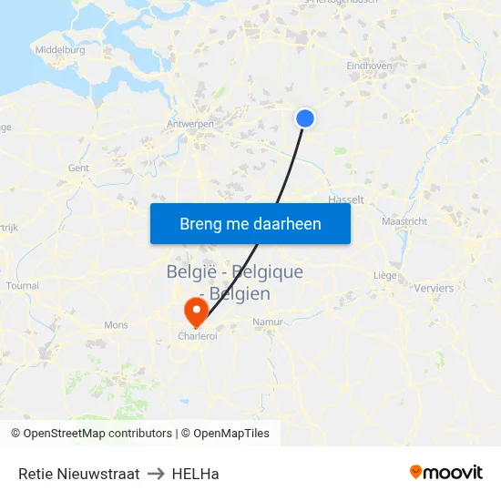 Retie Nieuwstraat to HELHa map