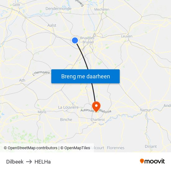 Dilbeek to HELHa map