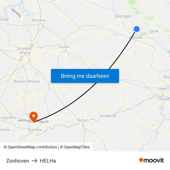 Zonhoven to HELHa map