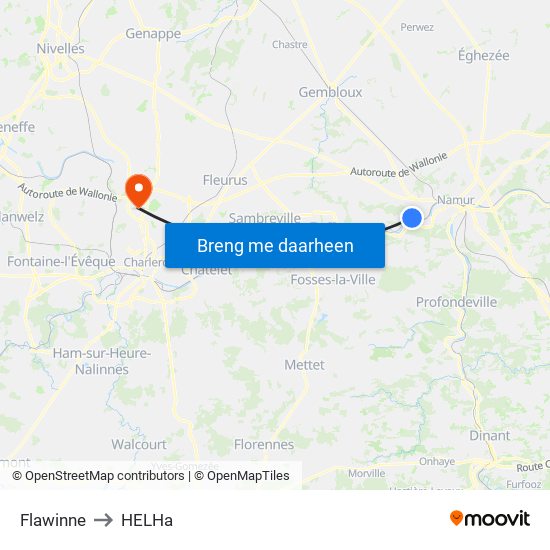 Flawinne to HELHa map