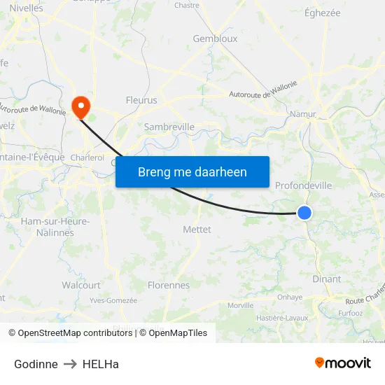 Godinne to HELHa map