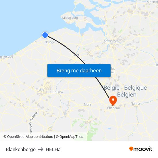 Blankenberge to HELHa map