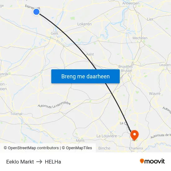 Eeklo Markt to HELHa map