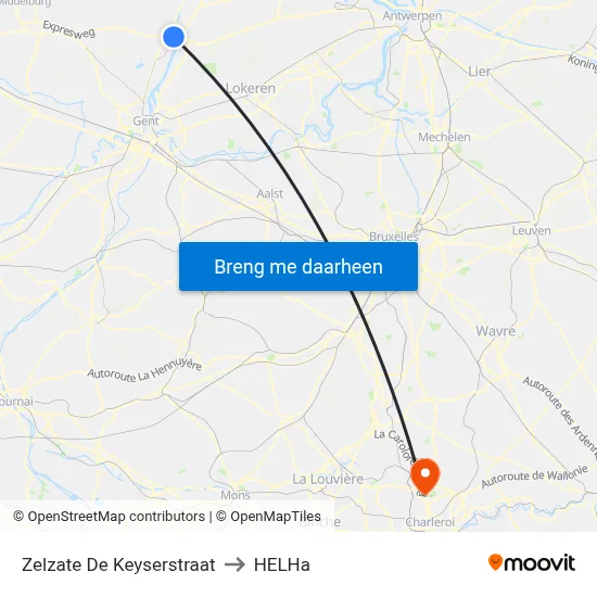 Zelzate De Keyserstraat to HELHa map