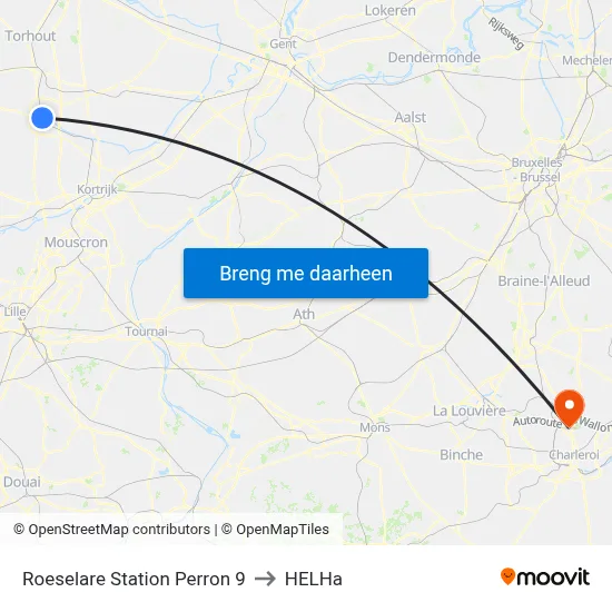 Roeselare Station Perron 9 to HELHa map