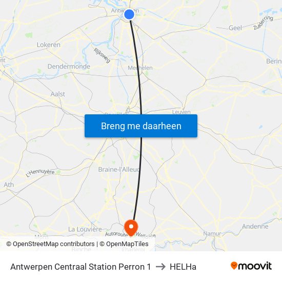 Antwerpen Centraal Station Perron 1 to HELHa map