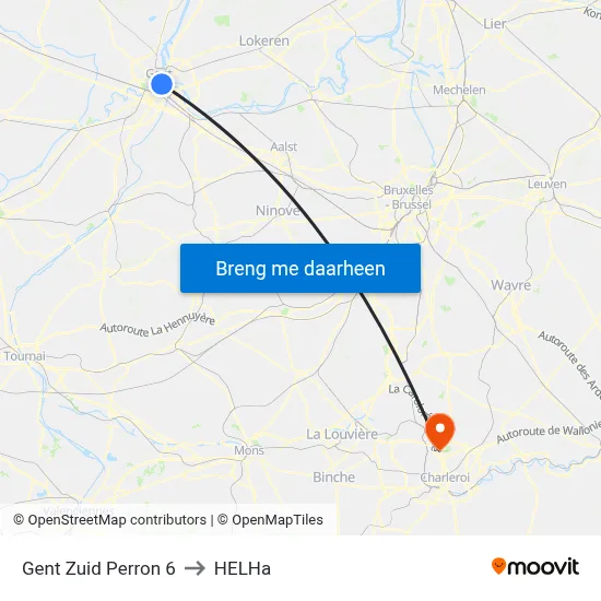 Gent Zuid Perron 6 to HELHa map
