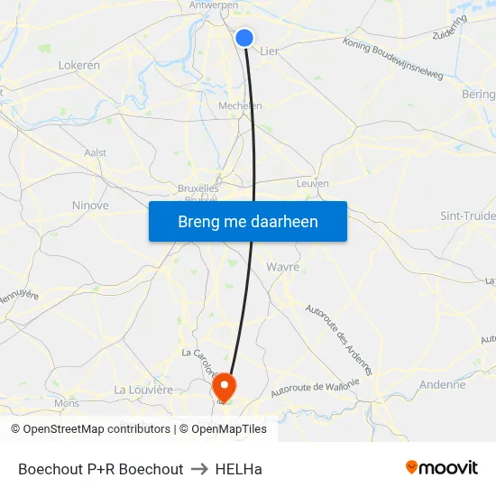 Boechout P+R Boechout to HELHa map