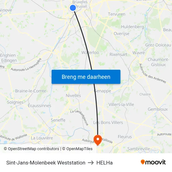 Sint-Jans-Molenbeek Weststation to HELHa map