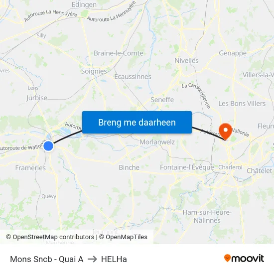 Mons Sncb - Quai A to HELHa map