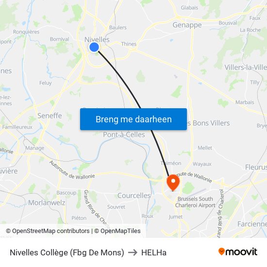 Nivelles Collège (Fbg De Mons) to HELHa map