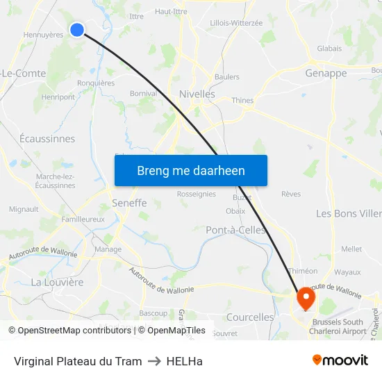 Virginal Plateau du Tram to HELHa map