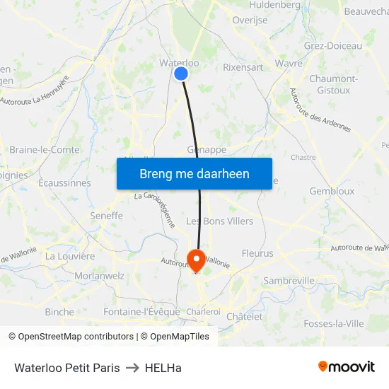 Waterloo Petit Paris to HELHa map