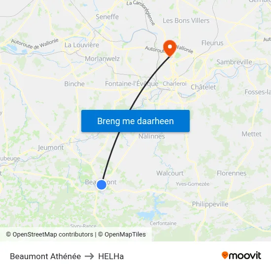 Beaumont Athénée to HELHa map