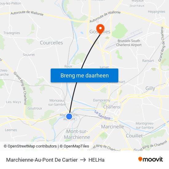 Marchienne-Au-Pont De Cartier to HELHa map