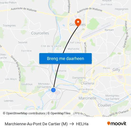 Marchienne-Au-Pont De Cartier (M) to HELHa map