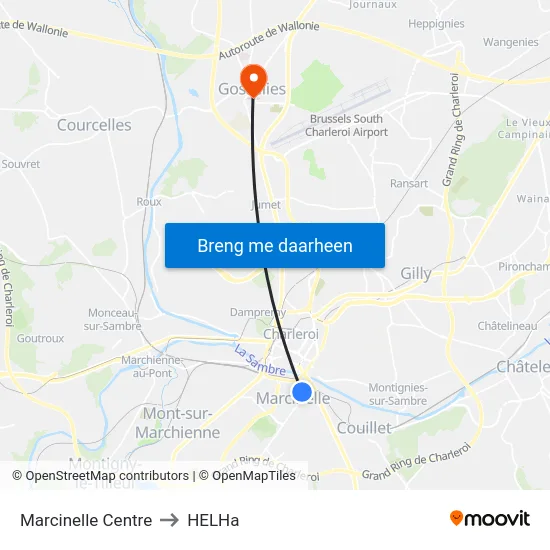 Marcinelle Centre to HELHa map