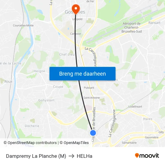 Dampremy La Planche (M) to HELHa map