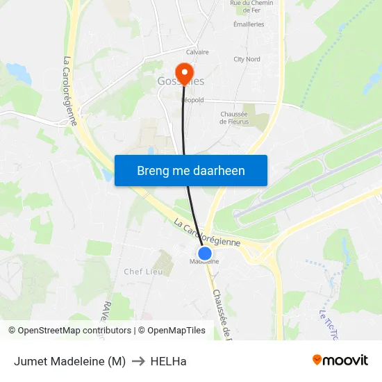 Jumet Madeleine (M) to HELHa map
