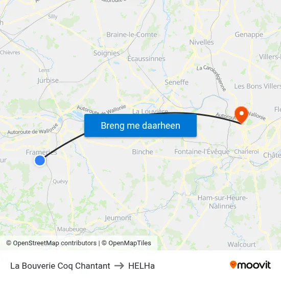 La Bouverie Coq Chantant to HELHa map