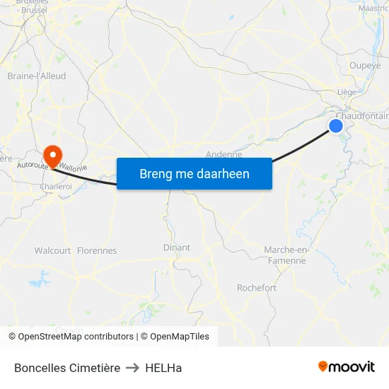 Boncelles Cimetière to HELHa map