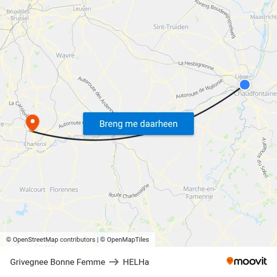Grivegnee Bonne Femme to HELHa map