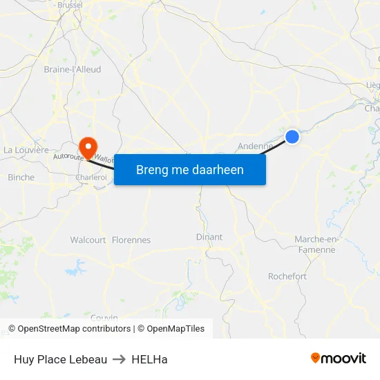 Huy Place Lebeau to HELHa map
