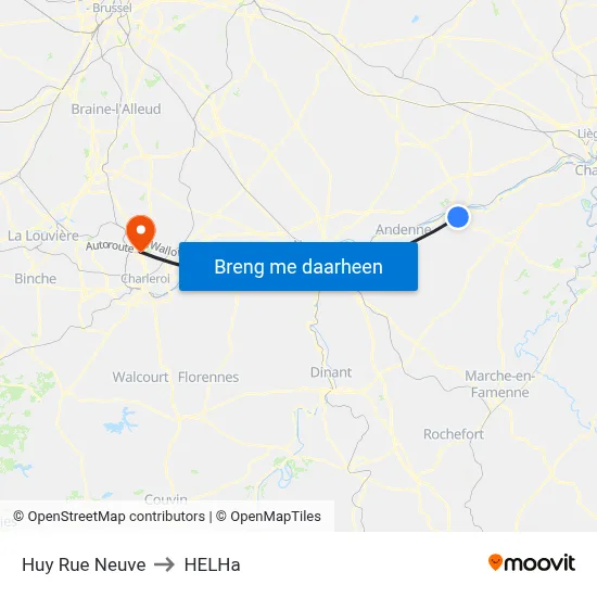 Huy Rue Neuve to HELHa map