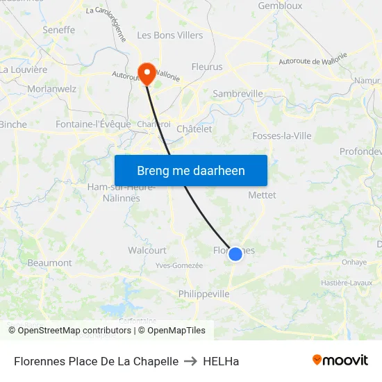 Florennes Place De La Chapelle to HELHa map