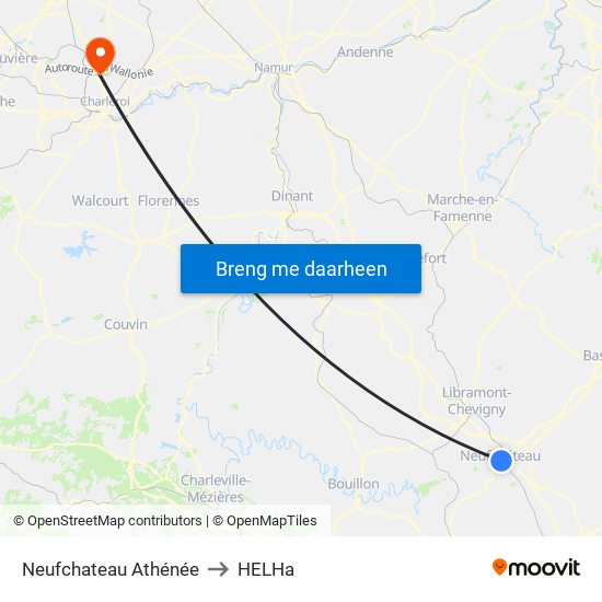 Neufchateau Athénée to HELHa map