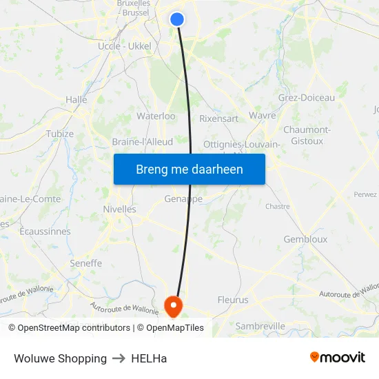 Woluwe Shopping to HELHa map
