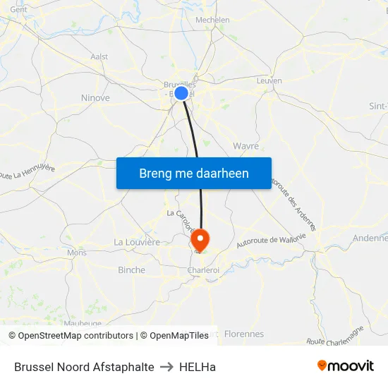 Brussel Noord Afstaphalte to HELHa map