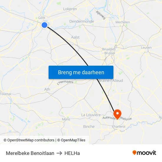 Merelbeke Benoitlaan to HELHa map