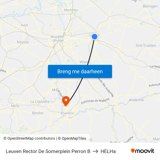 Leuven Rector De Somerplein Perron B to HELHa map