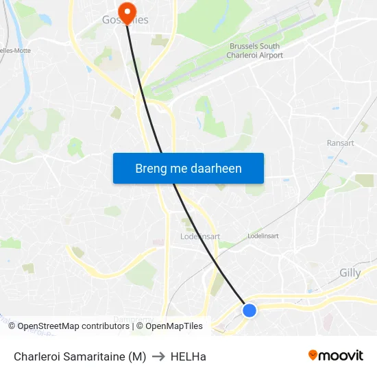 Charleroi Samaritaine (M) to HELHa map