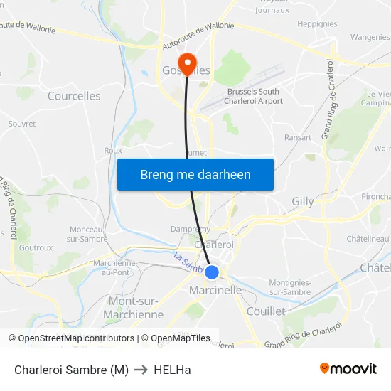 Charleroi Sambre (M) to HELHa map