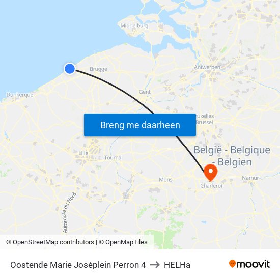 Oostende Marie Joséplein Perron 4 to HELHa map