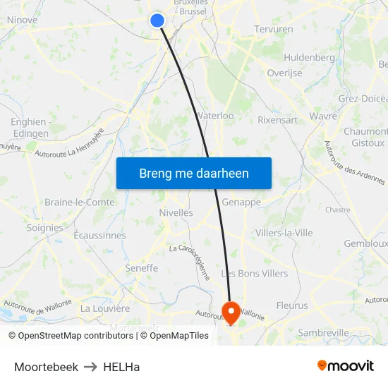 Moortebeek to HELHa map