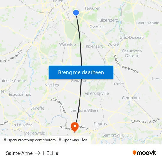 Sainte-Anne to HELHa map