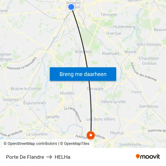 Porte De Flandre to HELHa map
