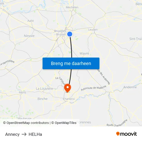 Annecy to HELHa map
