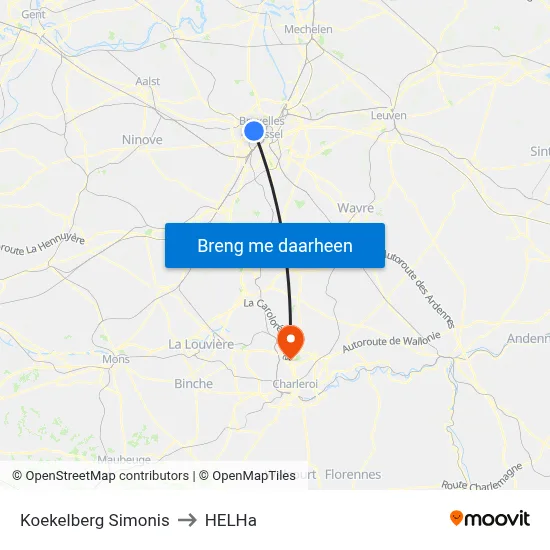 Koekelberg Simonis to HELHa map