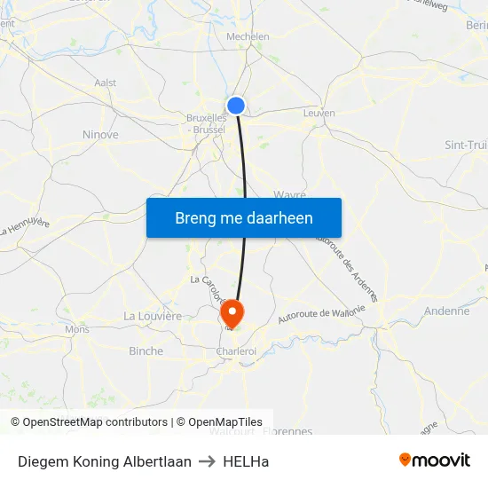Diegem Koning Albertlaan to HELHa map