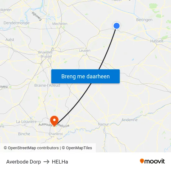 Averbode Dorp to HELHa map