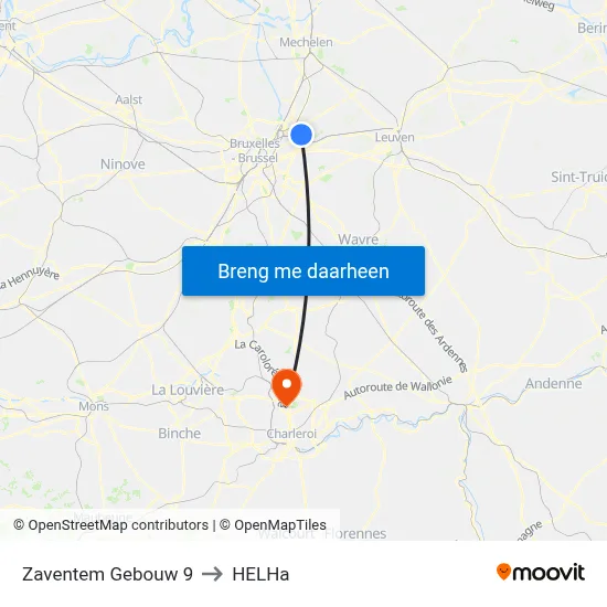 Zaventem Gebouw 9 to HELHa map